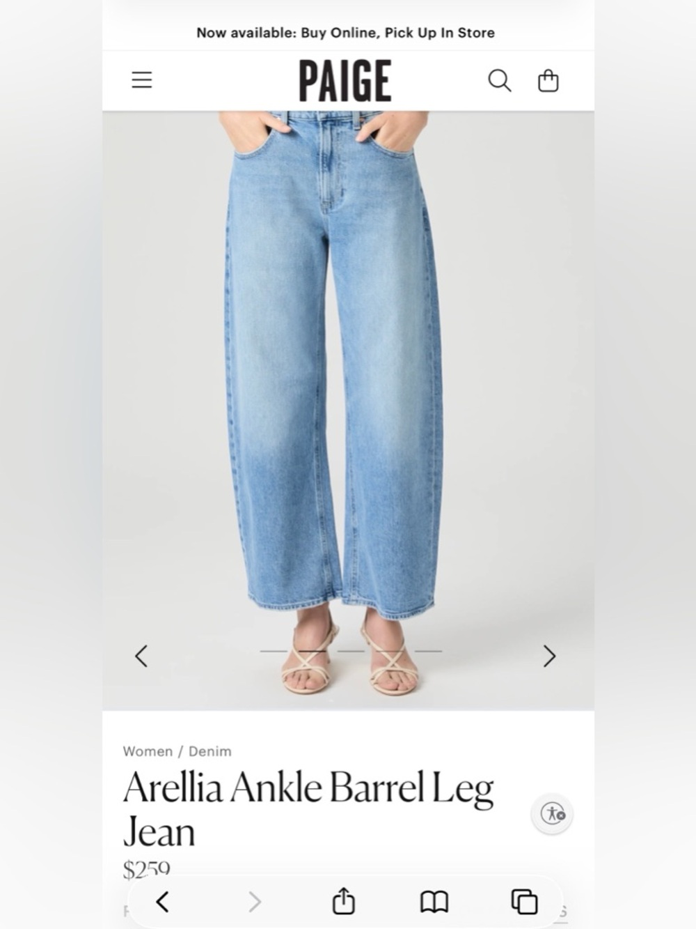 PAIGE Arellia barrel jeans size 27 EUC